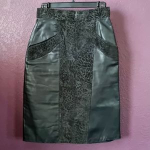 Vintage 80s genuine Leather Midi Skirt